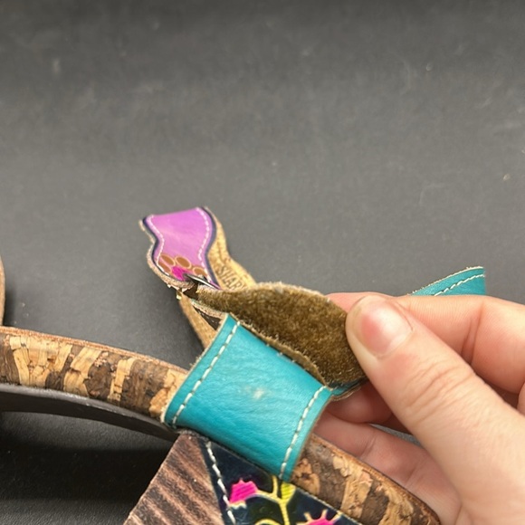 hand painted leather L'Artiste Spring Step Sharyn sandal heels size 8.5 - Picture 8 of 8